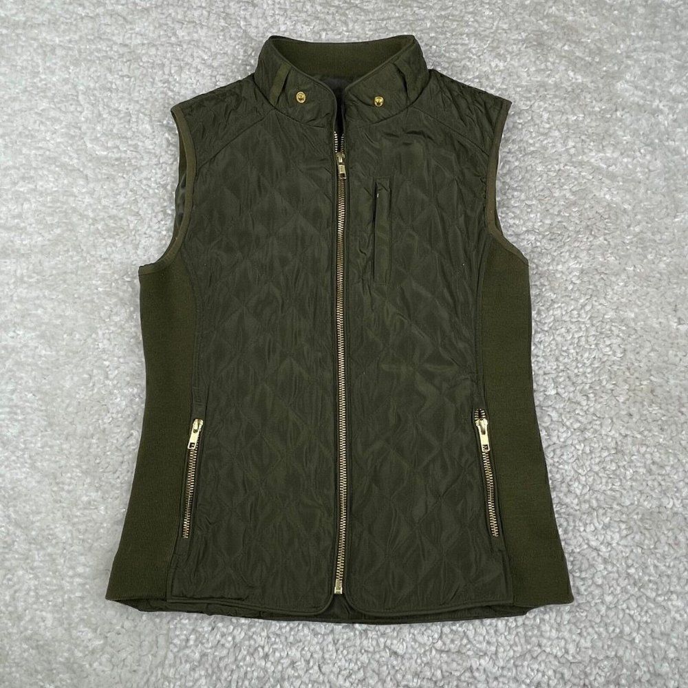 Tyler Boe Green Quilted Moto Zip Up Vest